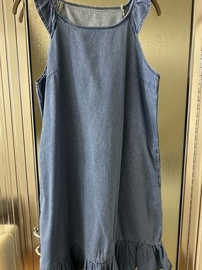 Blue Denim Ruffle Hem Sundress